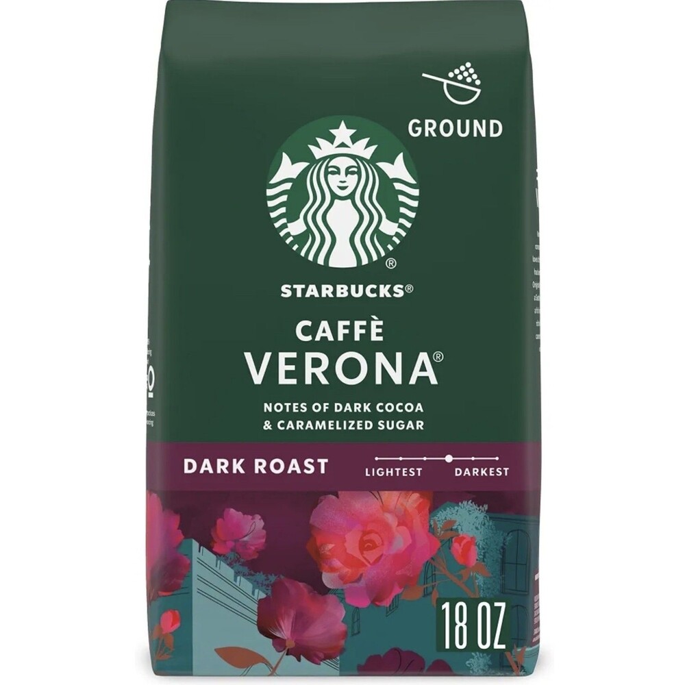Starbucks Ground Coffee Caffè Verona Dark Roast, 18 oz Bag100% Arabica coffee